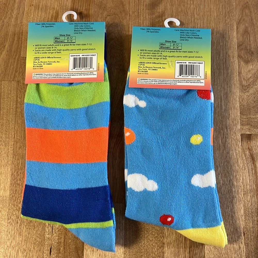 Airheads Logo Graphic Unisex 2 Pair Crew Socks NWT - Picture 8 of 11